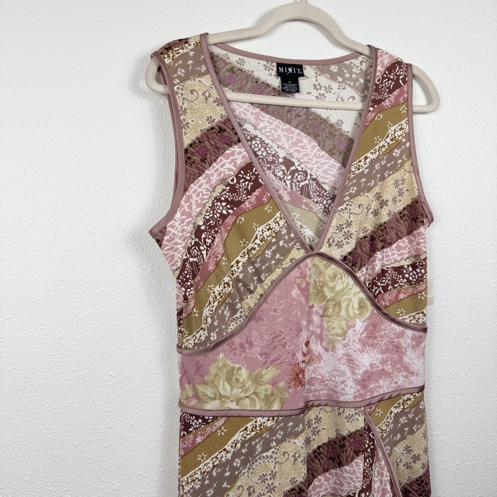 Mixit Womens Floral Patchwork High Low Ruffle Hem Midi Dress Mauve Size 14 NWT - Picture 4 of 10